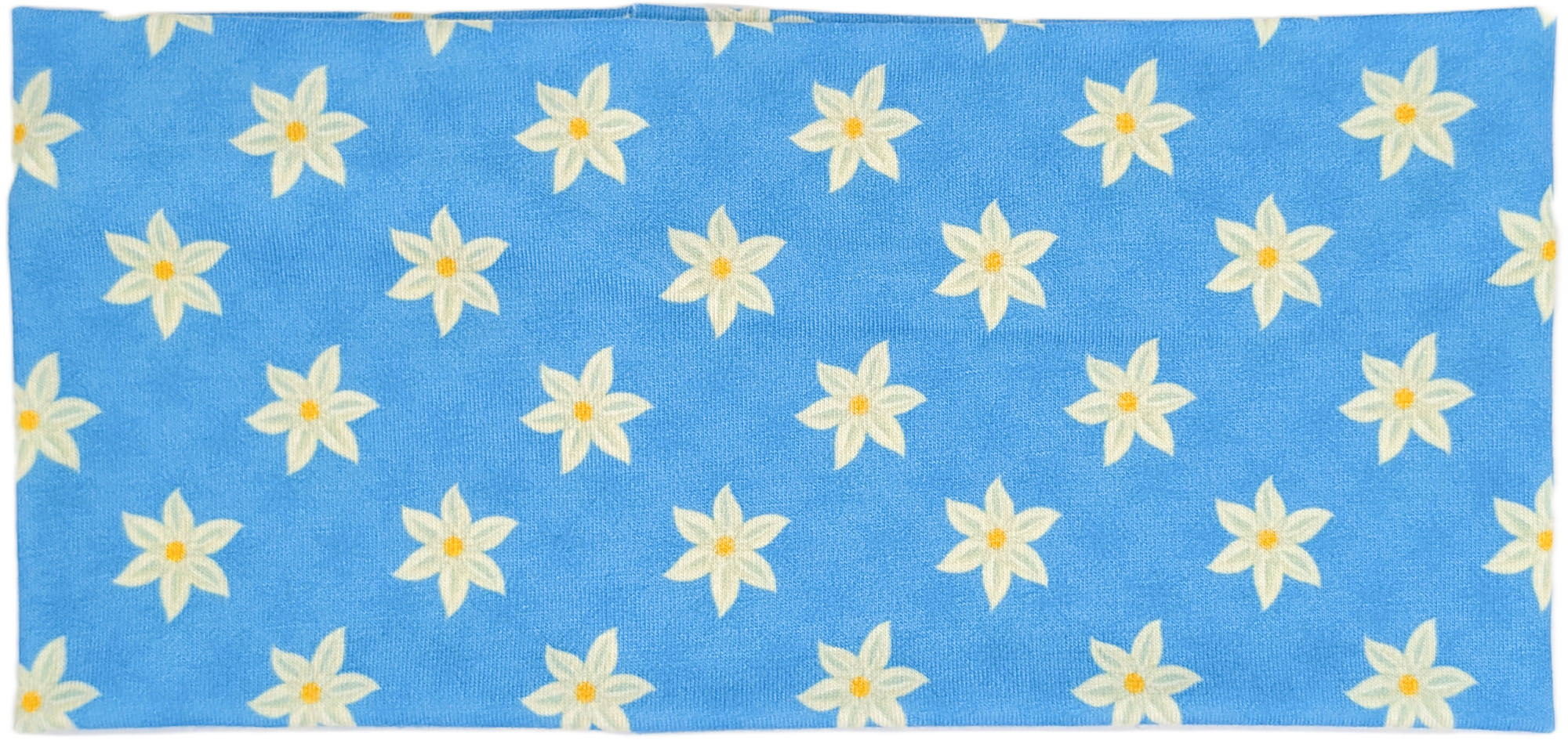 Stirnband Blau mit weißen Blumen