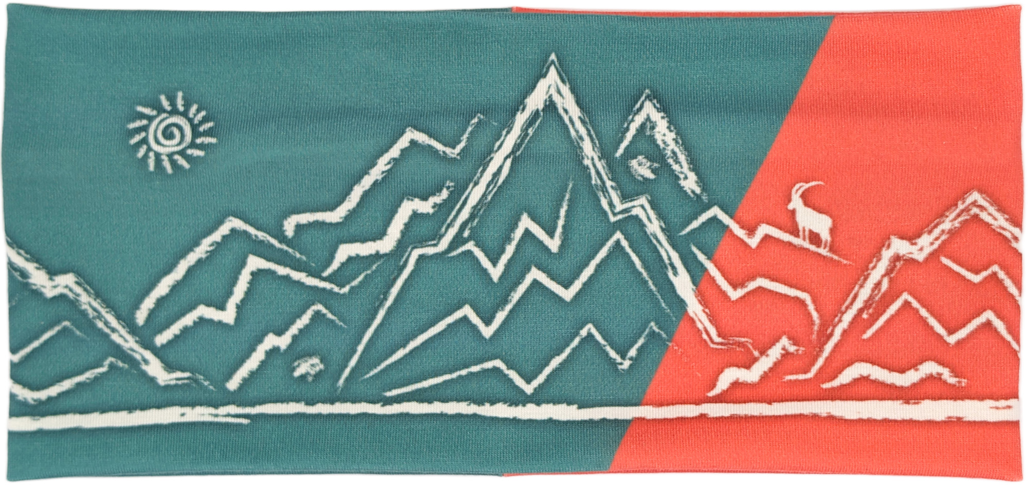 Stirnband Türkis/Koralle mit Steinbock