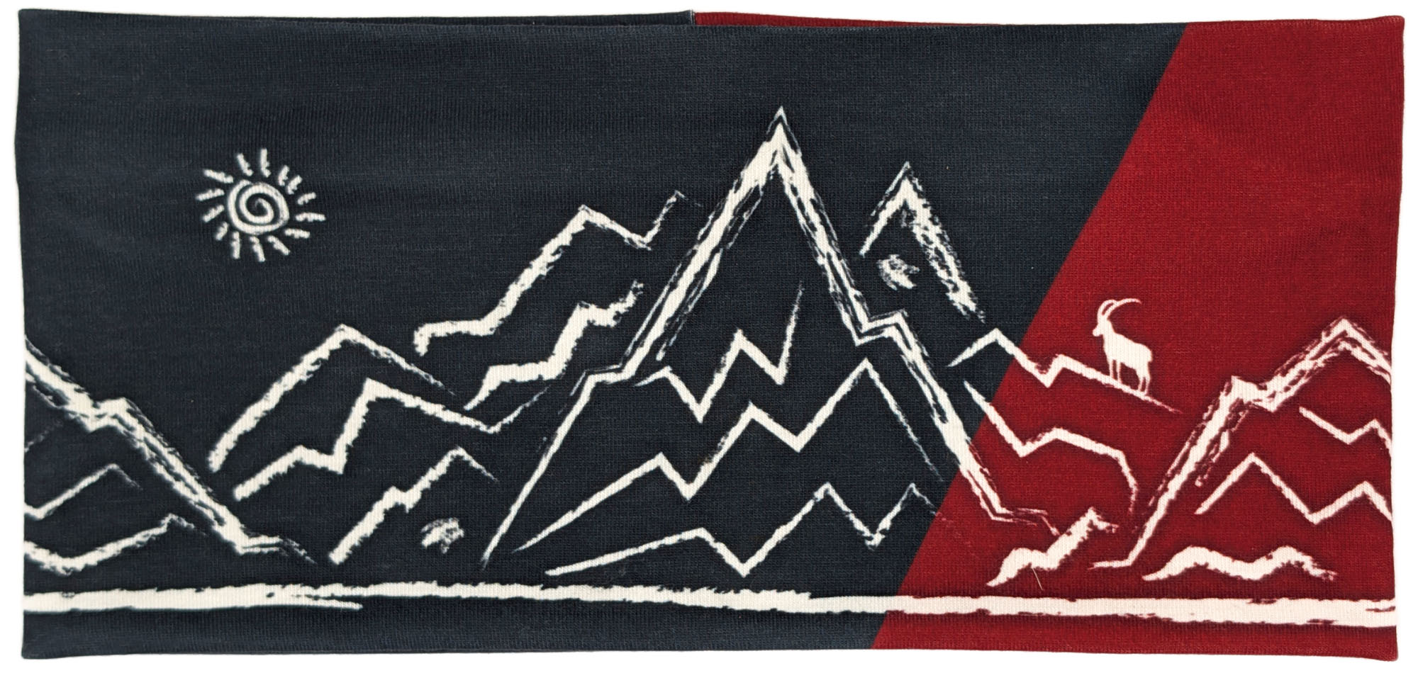 Stirnband Dunkelblau/Rot mit Steinbock